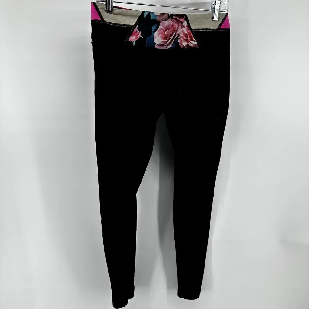 Lululemon Wunder Under Pant Full-On Luon Black Quilt Spring 14-20 Reversible 8